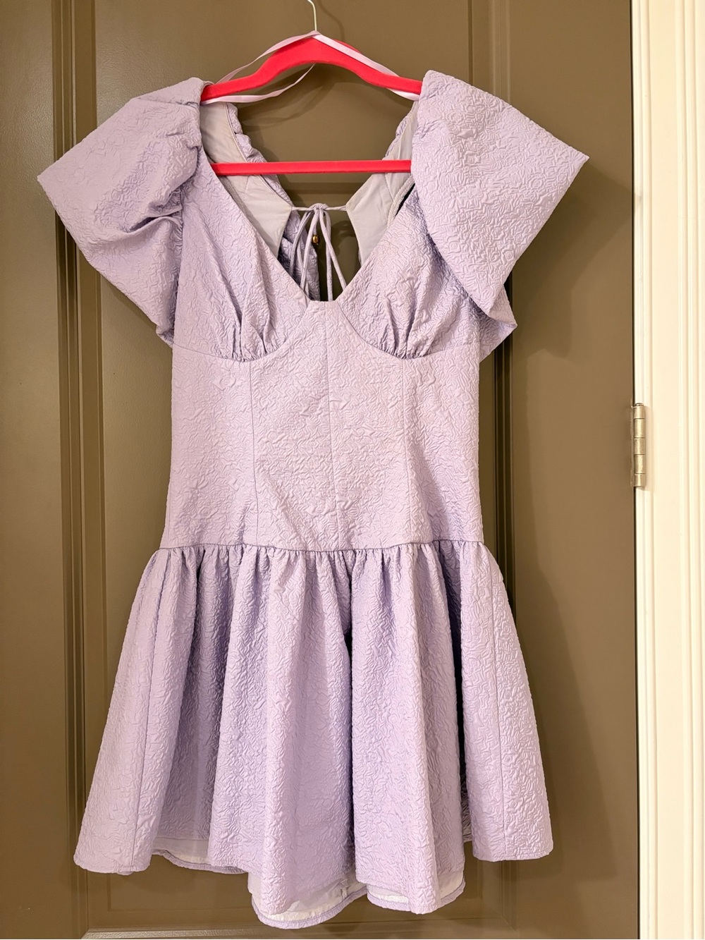Lilac Textured Fit-and-Flare mini Dress
